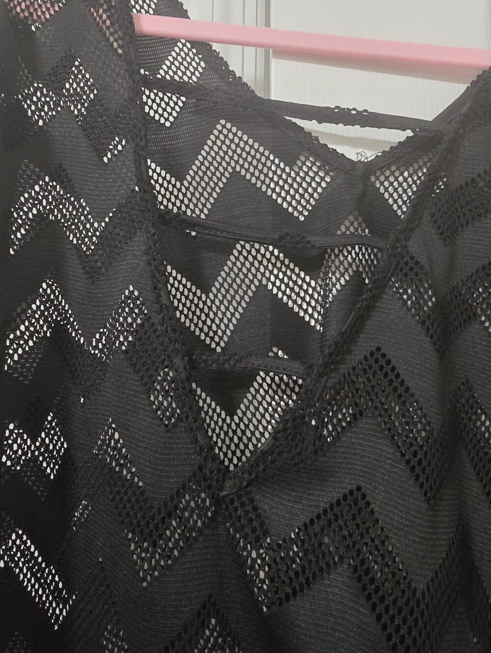 Swimsuits For All Black Mesh Cover-Up with Chevron Texture - Picture 2 of 4